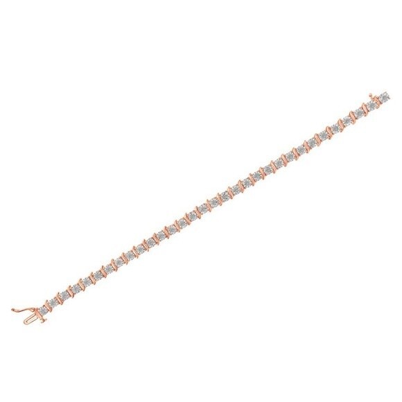 Tennis Bracelet 10K Rose Gold Plated .925 Sterling Silver 1.0 Cttw Diamond - Picture 3 of 14